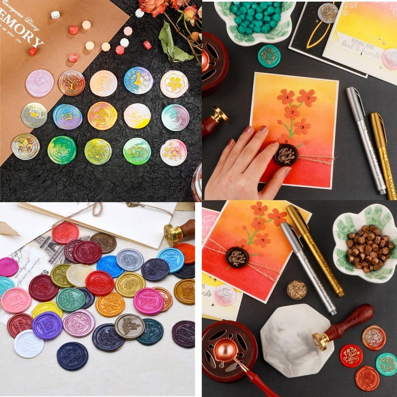 Atopbb 600 Pcs Assorted Sealing Wax Beads for Seal Stamp, 24 Colors Wax Seal Kit, White Gold Red Green Multicolor Pellets Bulk for Wedding Invitation Envelope DIY Christmas Card (Assorted Color) - Image 5